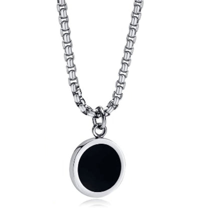 Colar Black Circle - em aço inoxidável