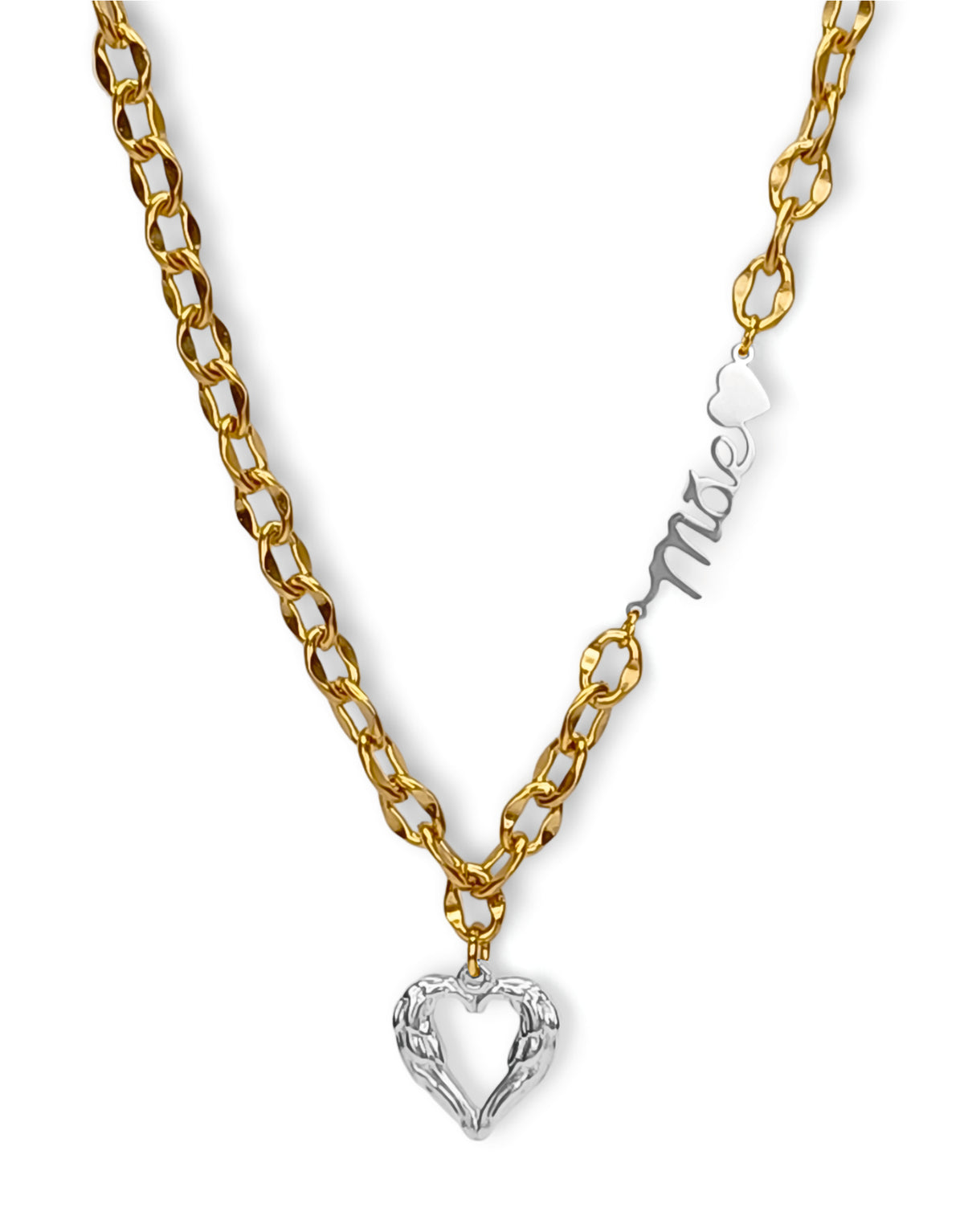 Colar Mother`s Heart Gold - em aço inoxidável
