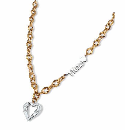 Colar Mother`s Heart Gold - em aço inoxidável