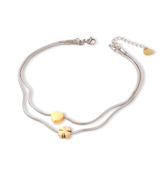 Pulseira Lucky Heart - em aço inoxidável