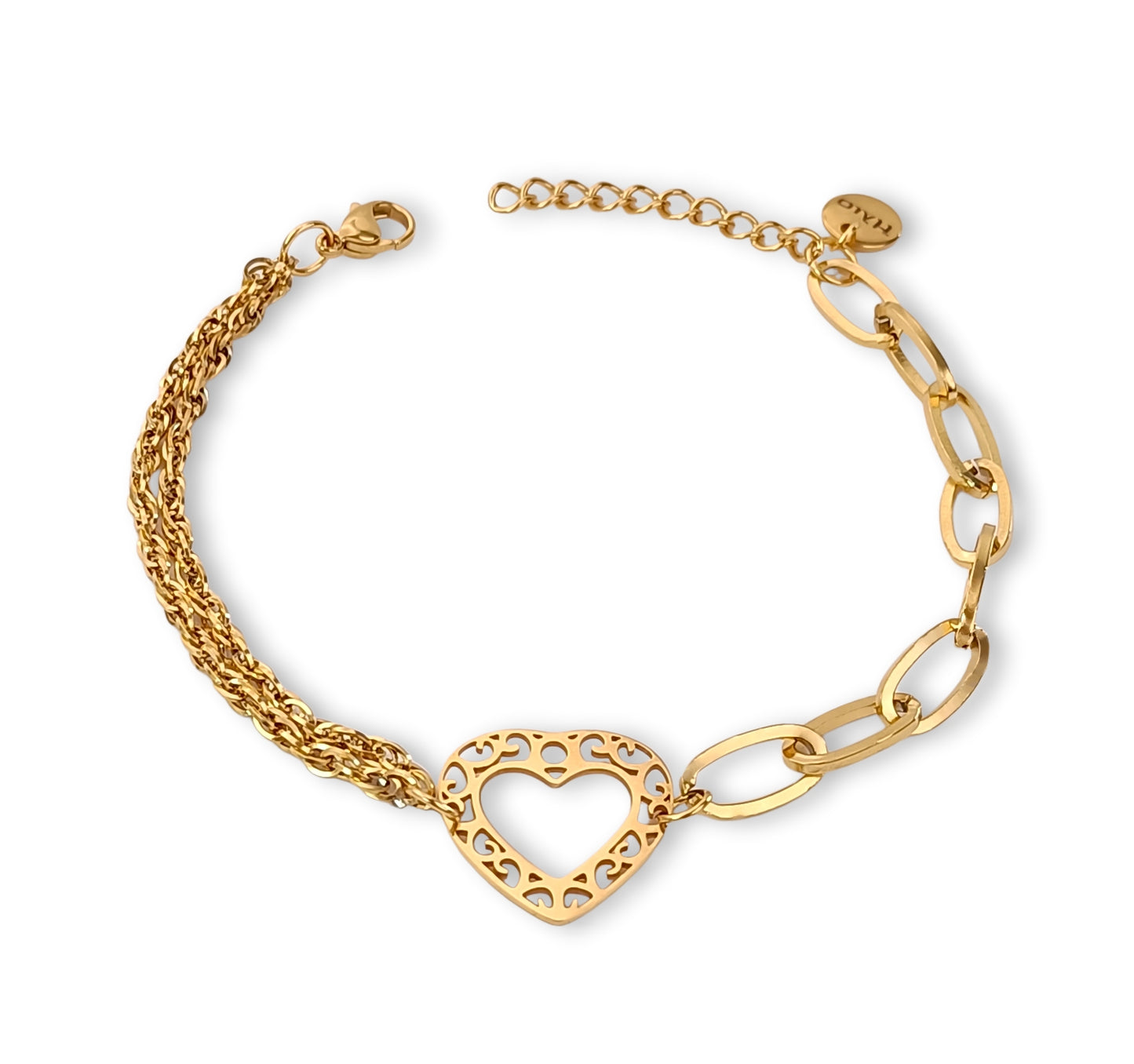 Pulseira Corazón - em aço inoxidável dourado