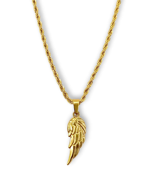 Colar Wing - em aço inoxidável dourado